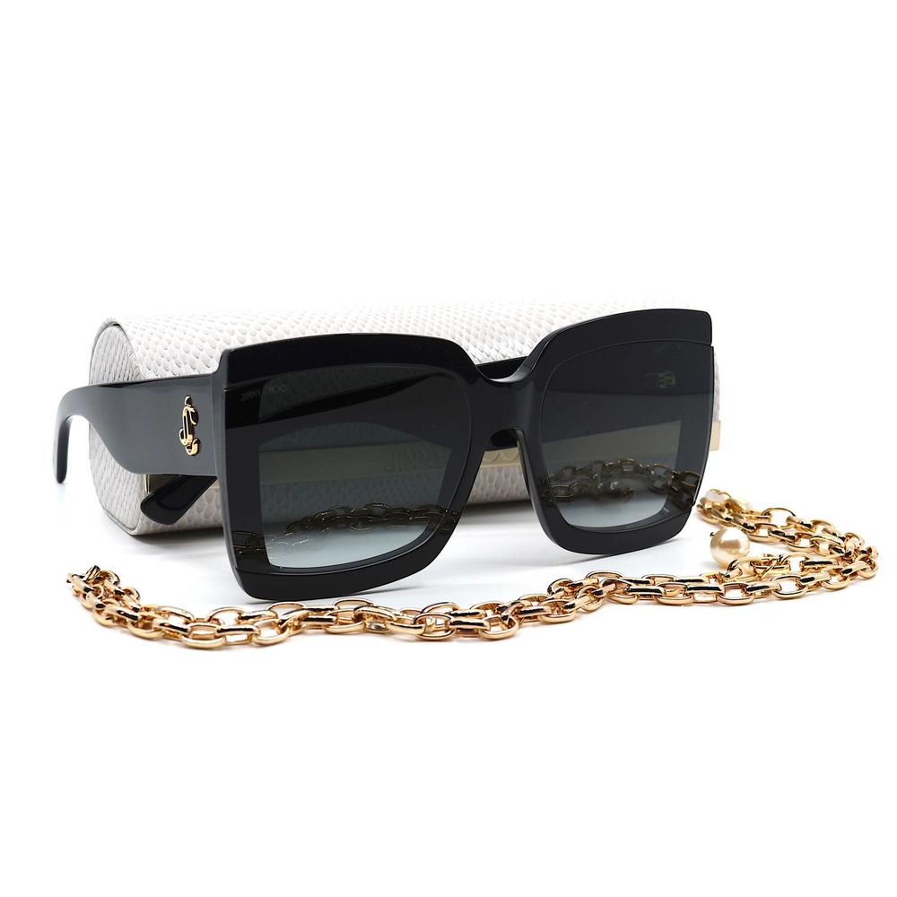 NEW JIMMY CHOO RENEE/S 807 BLACK GREY GRADIENT AUTHENTIC SUNGLASSES W/CHAIN - Picture 9 of 14